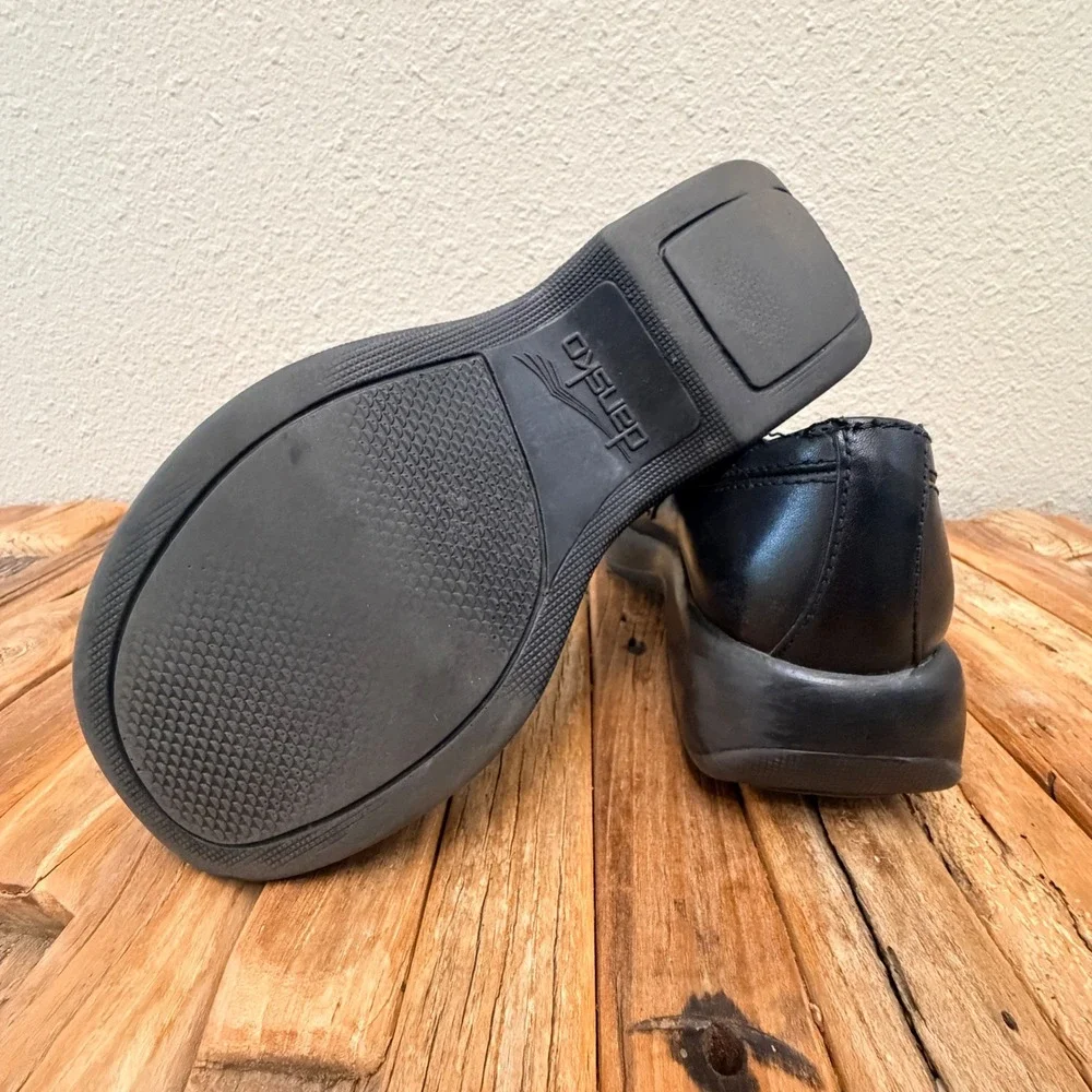 Dansko Black Leather Mary Jane Platform Shoes Women Size 7